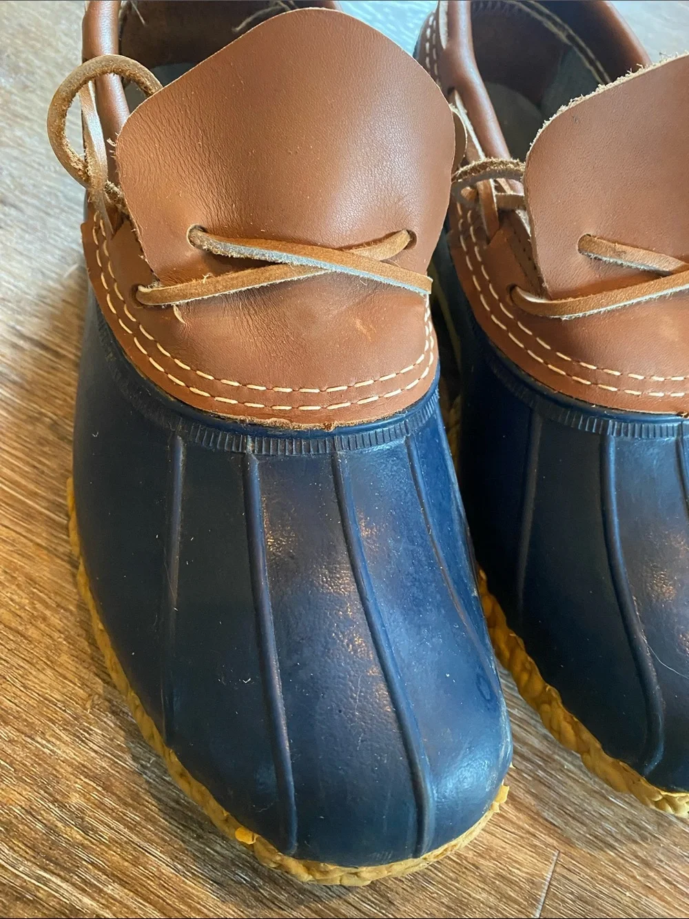 L.L. Bean Brown and Navy Leather and Rubber Duck Boot Shoes